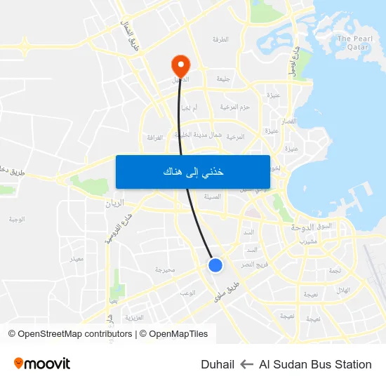 Al Sudan Bus Station to Duhail map