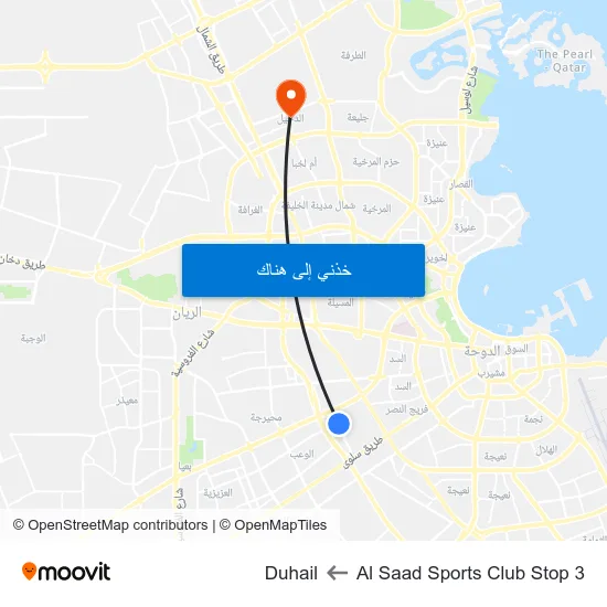 Al Saad Sports Club Stop 3 to Duhail map