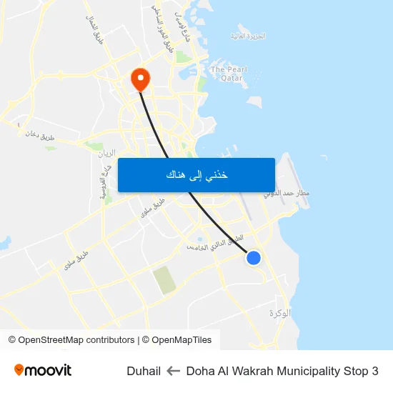 Doha Al Wakrah Municipality Stop 3 to Duhail map
