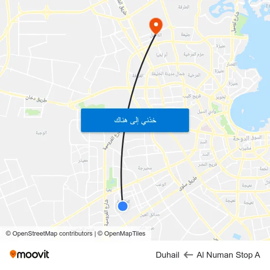 Al Numan Stop A to Duhail map