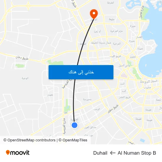 Al Numan Stop B to Duhail map