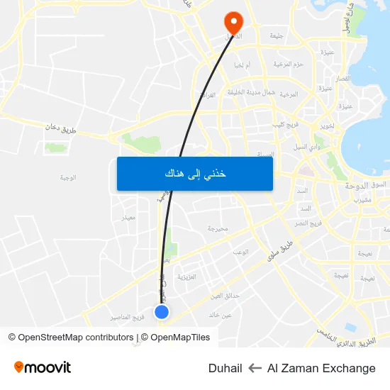 Al Zaman Exchange to Duhail map