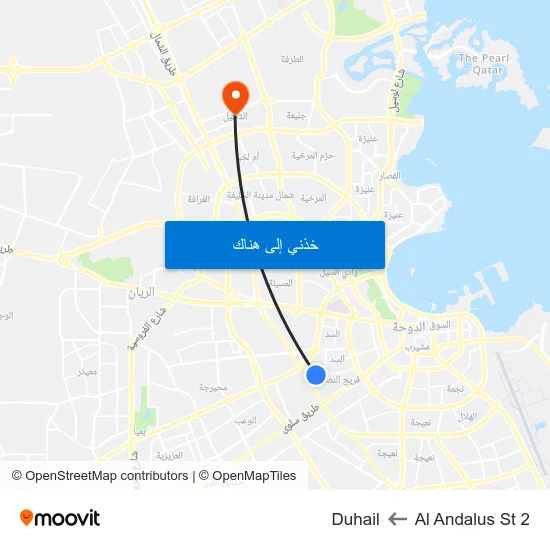 Al Andalus St 2 to Duhail map