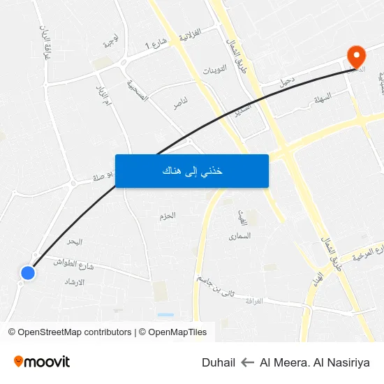 Al Meera. Al Nasiriya to Duhail map