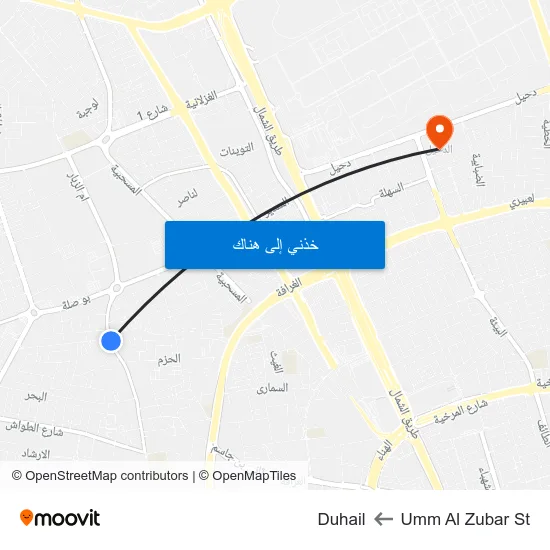 Umm Al Zubar St to Duhail map