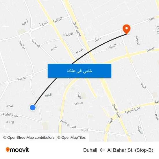 Al Bahar St. (Stop-B) to Duhail map