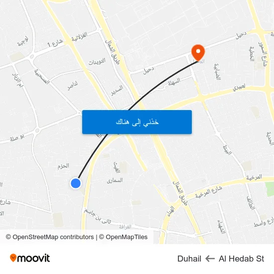 Al Hedab St to Duhail map