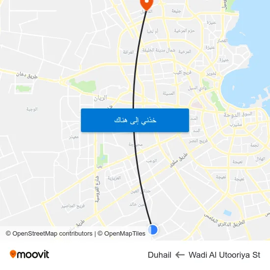 Wadi Al Utooriya St to Duhail map