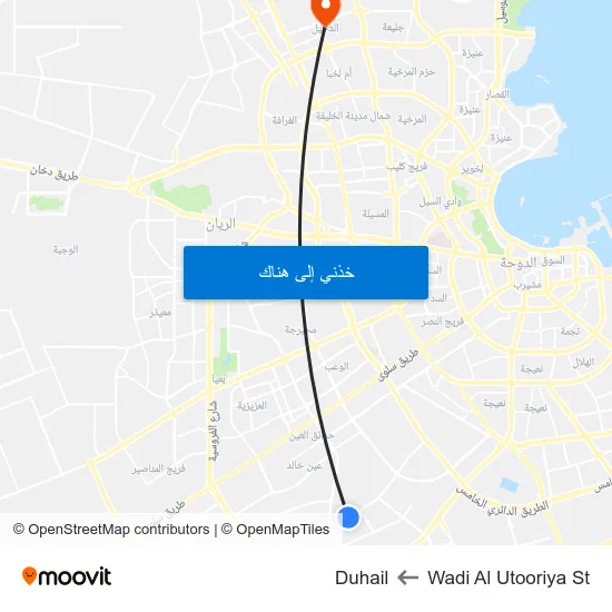 Wadi Al Utooriya St to Duhail map