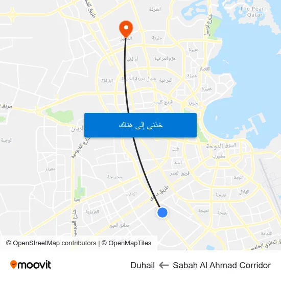 Sabah Al Ahmad Corridor to Duhail map