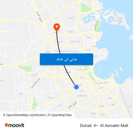 Al Asmakh Mall to Duhail map
