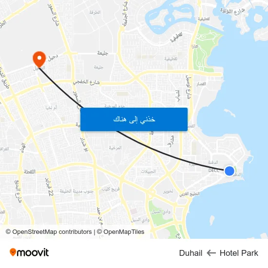 Hotel Park to Duhail map