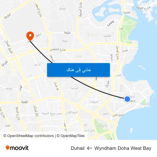 Wyndham Doha West Bay to Duhail map