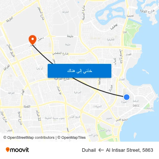 Al Intisar Street, 5863 to Duhail map