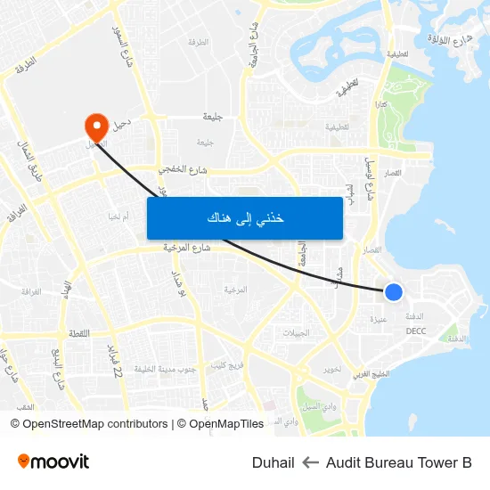Audit Bureau Tower B to Duhail map