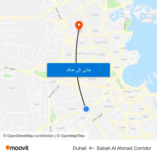 Sabah Al Ahmad Corridor to Duhail map