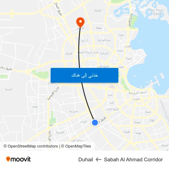 Sabah Al Ahmad Corridor to Duhail map
