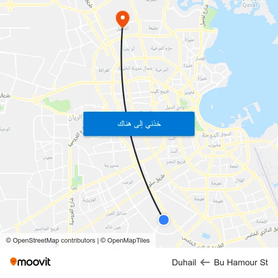 Bu Hamour St to Duhail map