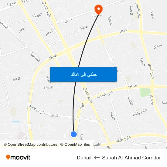 Sabah Al-Ahmad Corridor to Duhail map