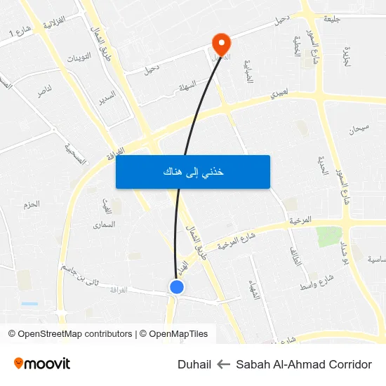 Sabah Al-Ahmad Corridor to Duhail map