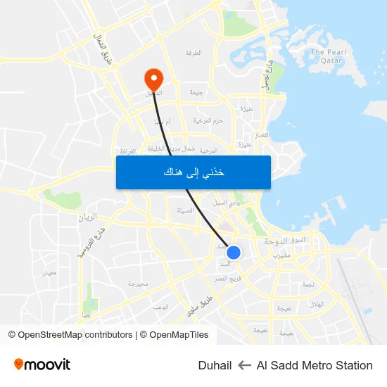Al Sadd Metro Station to Duhail map
