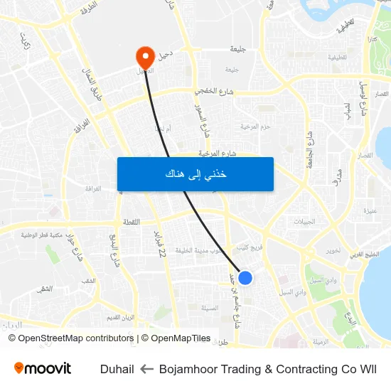 Bojamhoor Trading & Contracting Co Wll to Duhail map