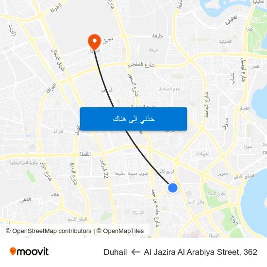 Al Jazira Al Arabiya Street, 362 to Duhail map