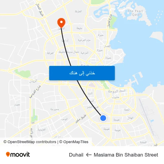 Maslama Bin Shaiban Street to Duhail map