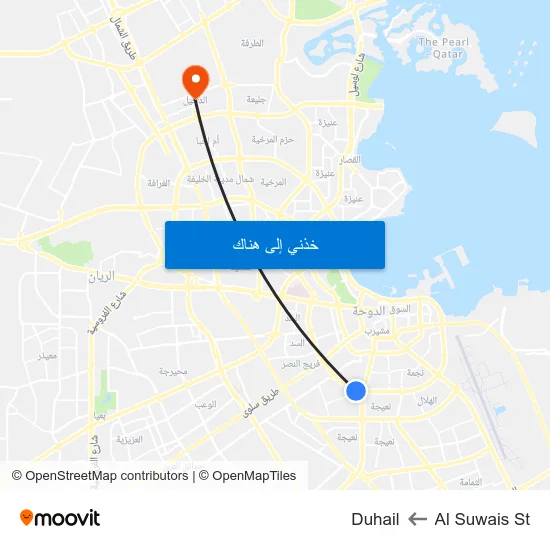 Al Suwais St to Duhail map