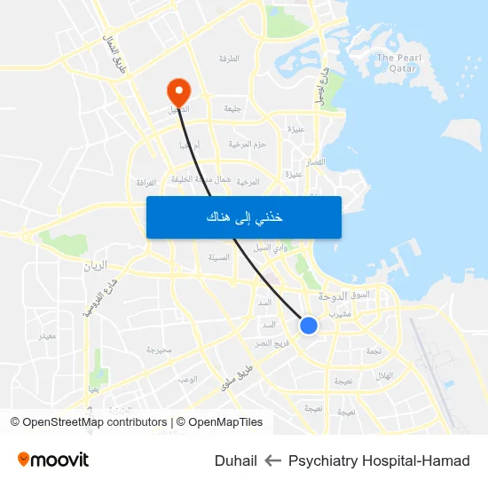 Psychiatry Hospital-Hamad to Duhail map