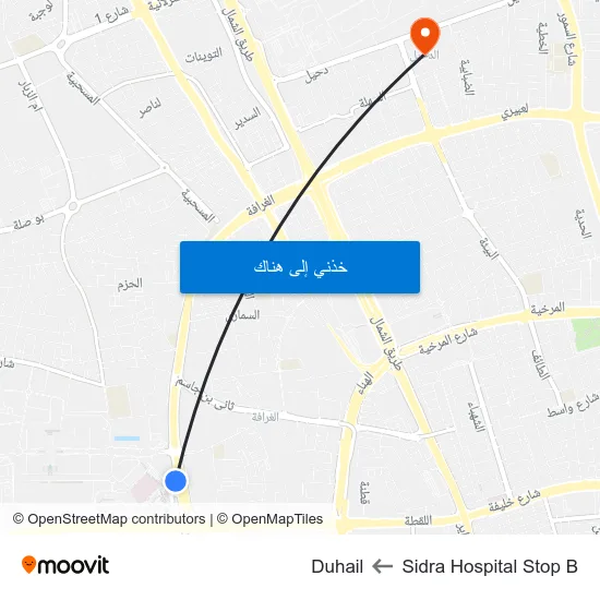 Sidra Hospital Stop B to Duhail map