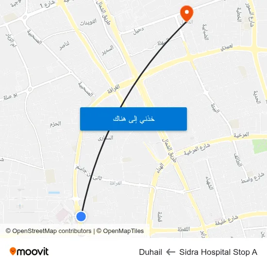 Sidra Hospital Stop A to Duhail map