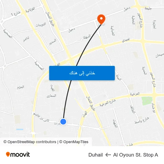 Al Oyoun St. Stop A to Duhail map