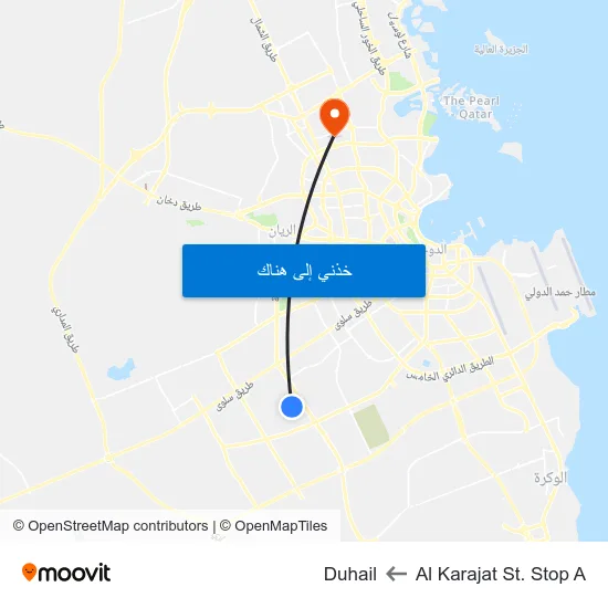 Al Karajat St. Stop A to Duhail map