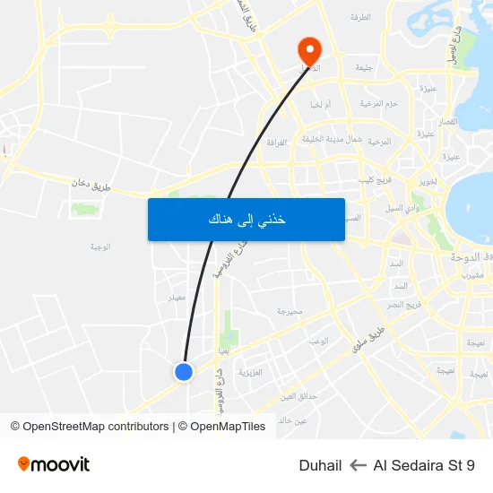 Al Sedaira St 9 to Duhail map