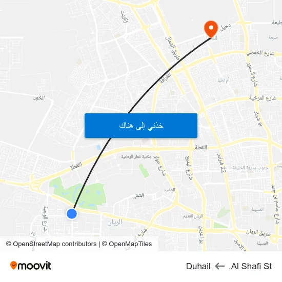 Al Shafi St. to Duhail map