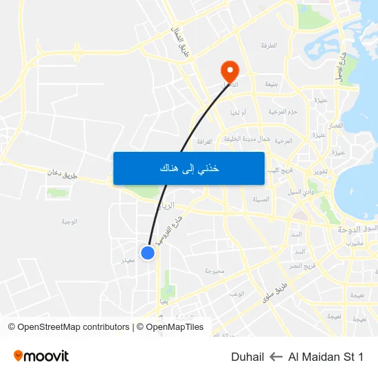 Al Maidan St 1 to Duhail map