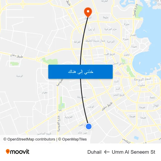 Umm Al Seneem St to Duhail map