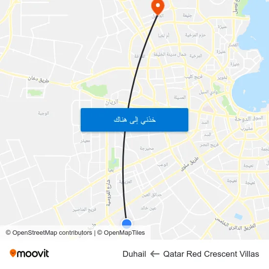 Qatar Red Crescent Villas to Duhail map