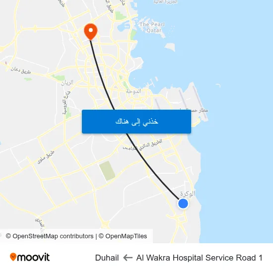Al Wakra Hospital Service Road 1 to Duhail map