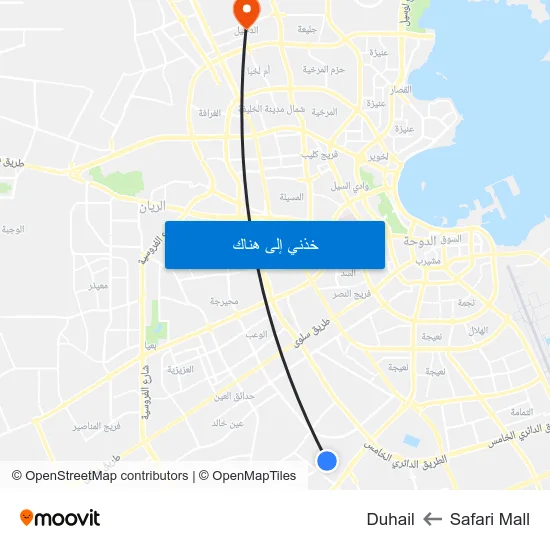 Safari Mall to Duhail map