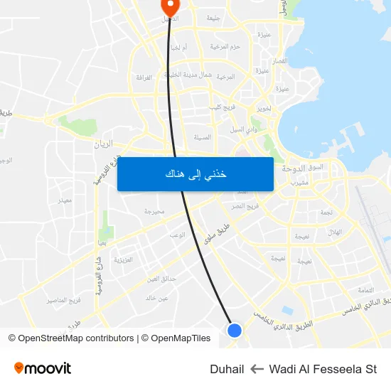 Wadi Al Fesseela St to Duhail map