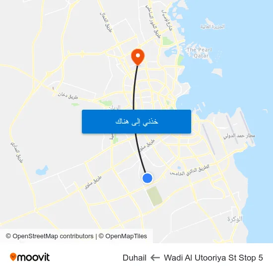 Wadi Al Utooriya St Stop 5 to Duhail map