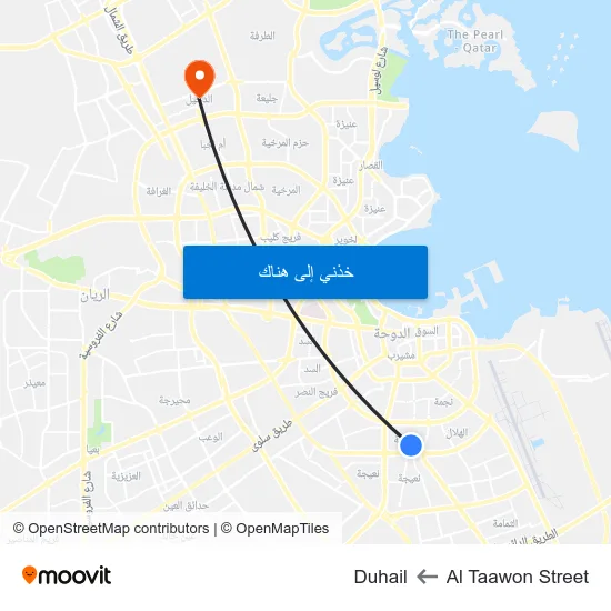 Al Taawon Street to Duhail map