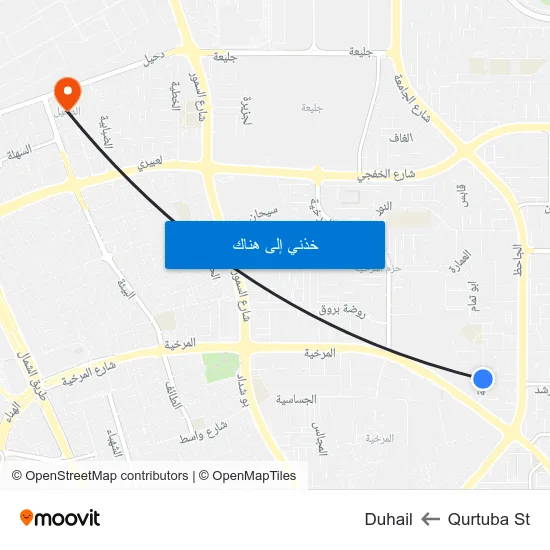 Qurtuba St to Duhail map
