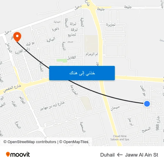 Jaww Al Ain St to Duhail map