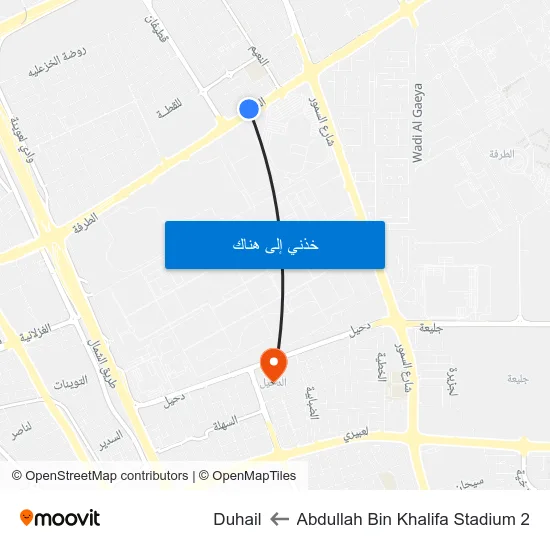 Abdullah Bin Khalifa Stadium 2 to Duhail map