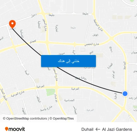 Al Jazi Gardens to Duhail map