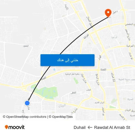 Rawdat Al Arnab St to Duhail map