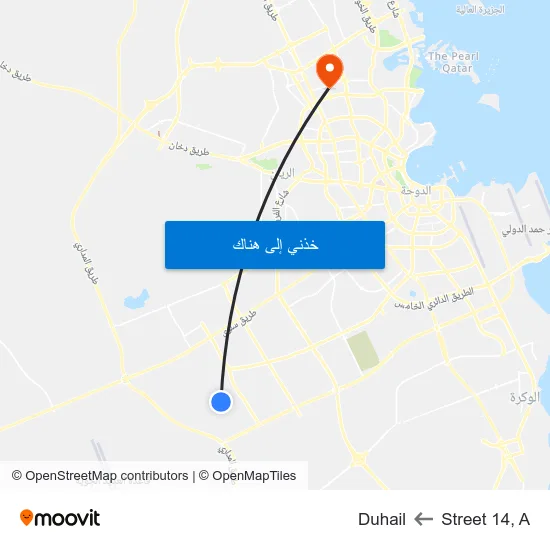 Street 14, A to Duhail map